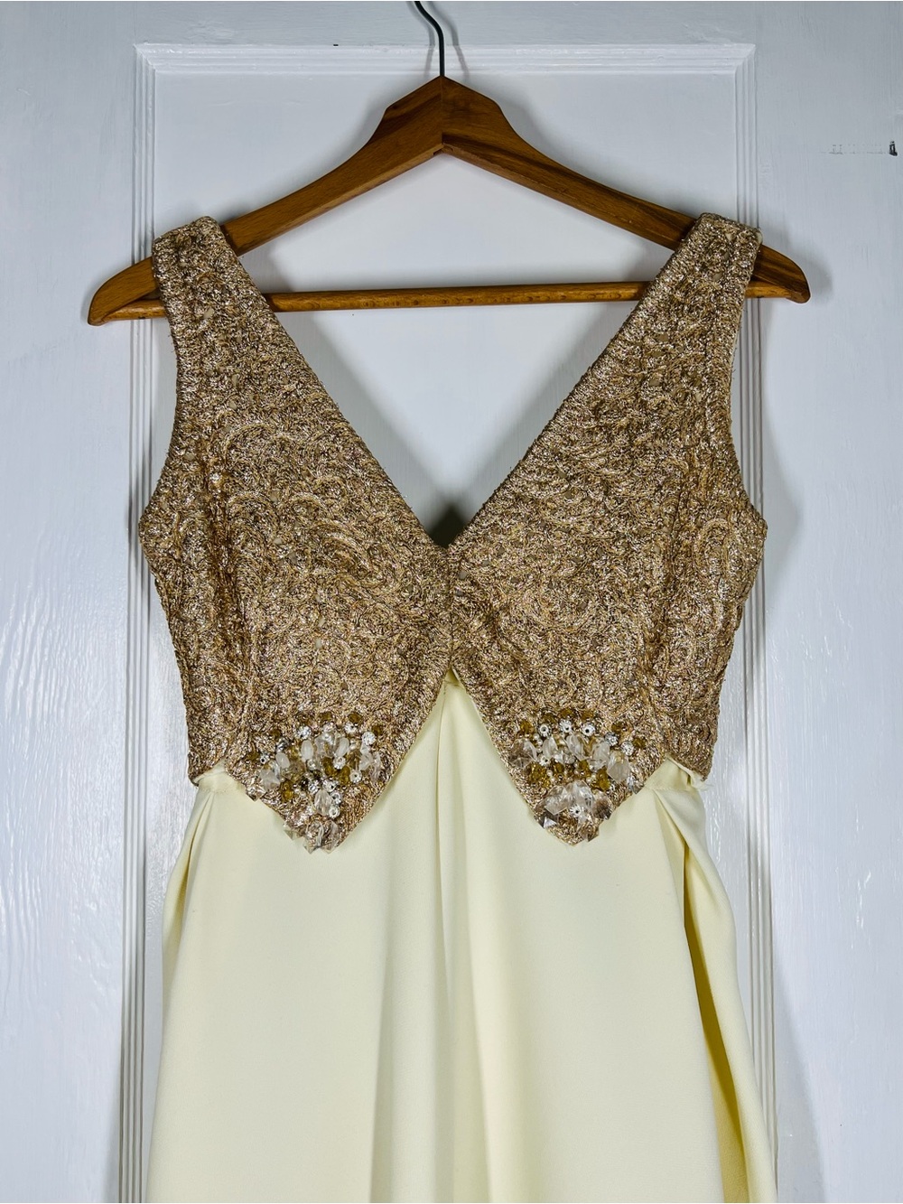 Vintage 60s Roger Frères Paris x Marjorie Watts Couture Beaded Brocade Gown